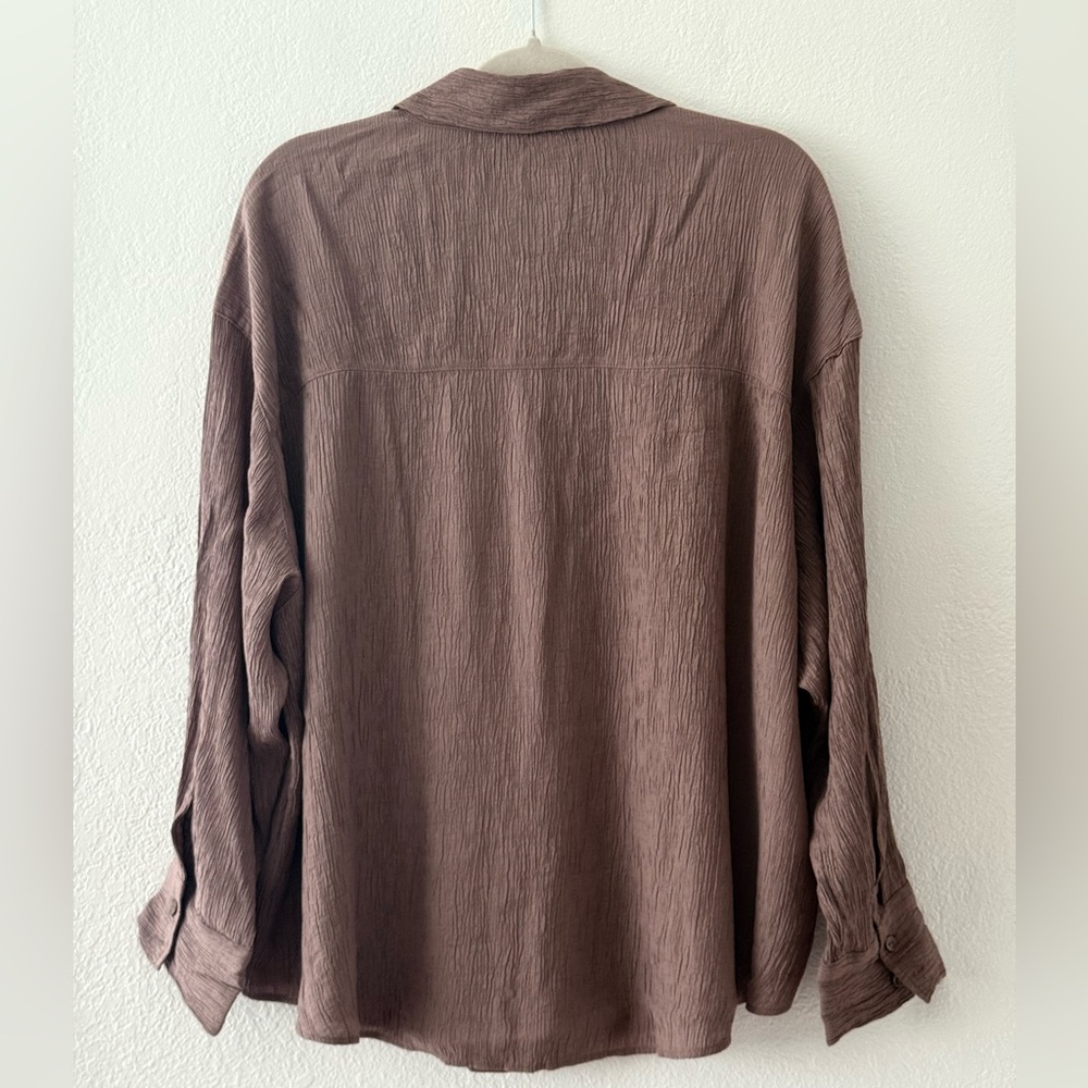 Abercrombie & Fitch Crinkle Oversized Button-Down Shirt Size Large - Picture 6 of 14
